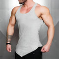 Brand Solid Color Clothing Gyms tank top men Fitness Sleeveless Shirt Cotton blank Muscle vest Bodybuilding Stringer Tanktop-Gray-L-JadeMoghul Inc.