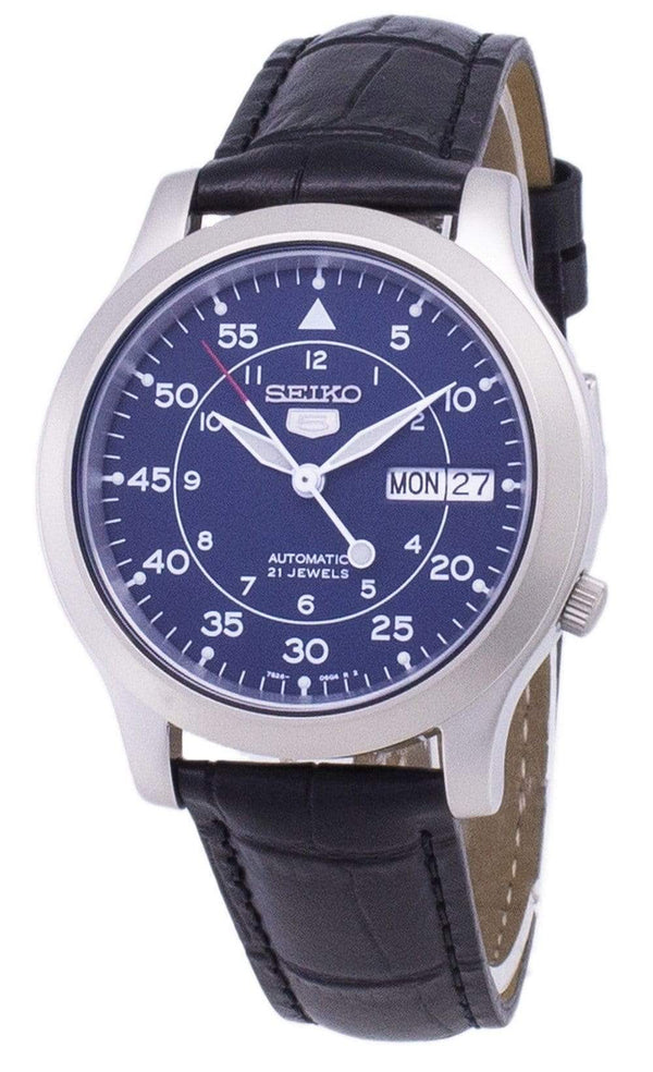 Branded Watches Seiko 5 Military SNK807K2-SS1 Automatic Black Leather Strap Men's Watch Seiko