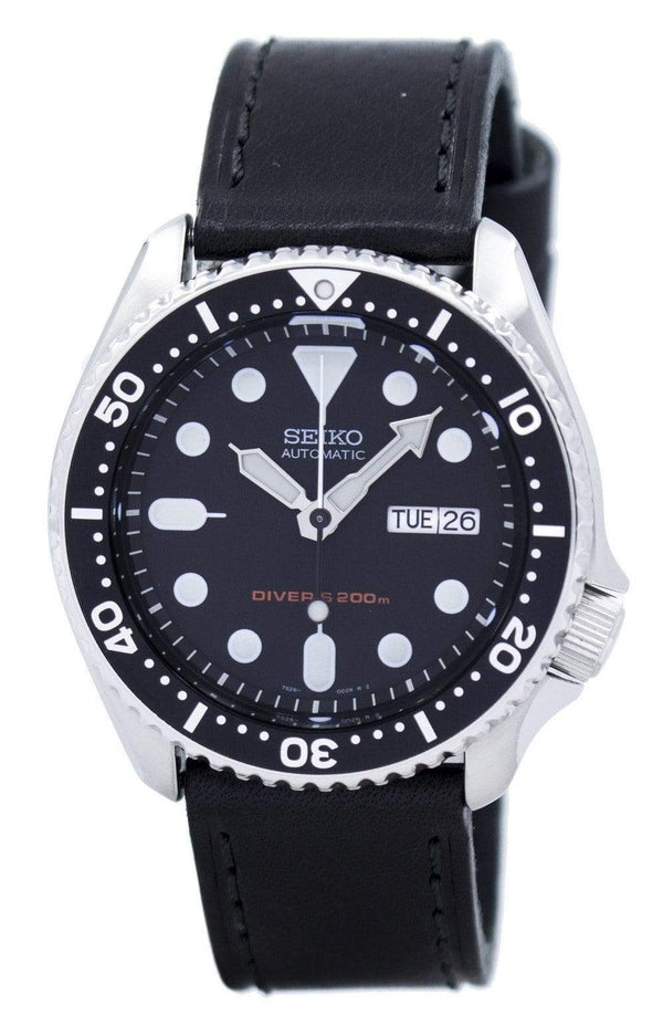 Seiko Automatic Diver's 200M Ratio Black Leather SKX007K1-LS8 Men's Watch