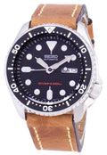 Branded Watches Seiko Automatic SKX007K1-LS17 Diver's 200M Brown Leather Strap Men's Watch Seiko