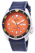 Branded Watches Seiko Automatic SKX011J1-LS13 Diver's 200M Dark Blue Leather Strap Men's Watch Seiko