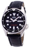 Branded Watches Seiko Automatic SKX013K1-MS1 Diver's 200M Black Leather Strap Men's Watch Seiko