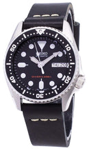 Branded Watches Seiko Automatic SKX013K1-MS8 Diver's 200M Black Leather Strap Men's Watch Seiko