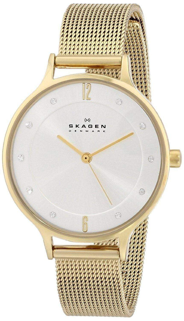Branded Watches Skagen Anita Gold Tone Mesh Bracelet Crystallized SKW2150 Women's Watch Skagen