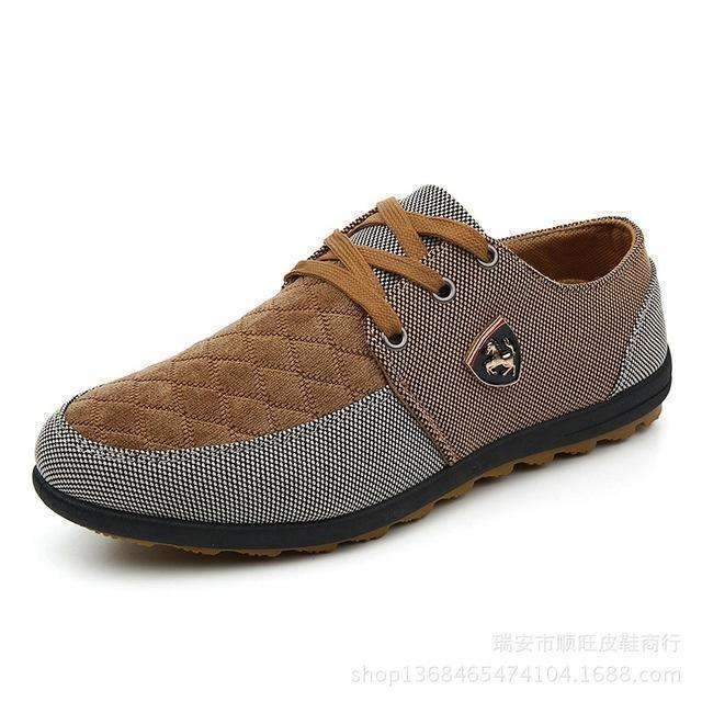 Breathable Swede Canvas Men Shoes-Brown-6.5-JadeMoghul Inc.