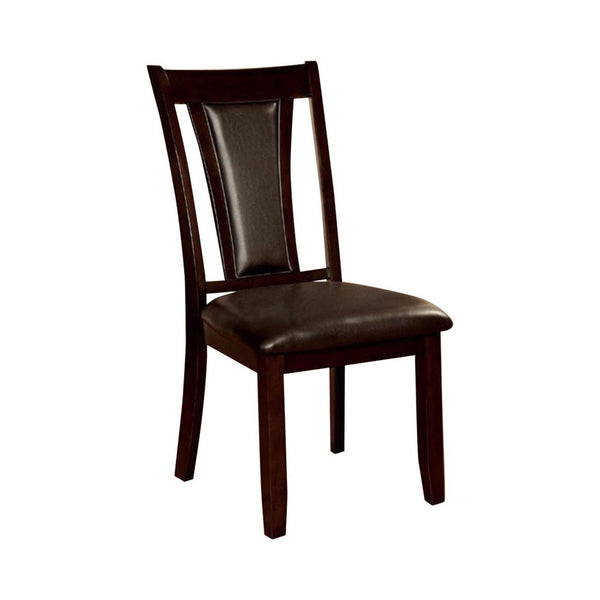 Brent Transitional Side Chair, Dark Cherry Finish, Set Of 2-Armchairs and Accent Chairs-Dark Cherry, Brown-Leatherette Solid Wood Wood Veneer & Others-JadeMoghul Inc.