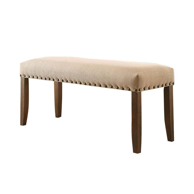 Brentford Transitional Bench-Accent and Storage Benches-Ivory Fabric-Fabric Solid Wood Wood Veneer & Others-JadeMoghul Inc.