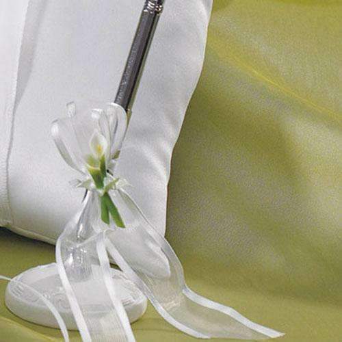 Bridal Beauty Calla Lily Elegance Pen in Silver (Pack of 1)-Wedding Reception Accessories-JadeMoghul Inc.