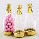 Bridal Shower Decorations Perfectly plain gold accented clear champagne bottle container Fashioncraft