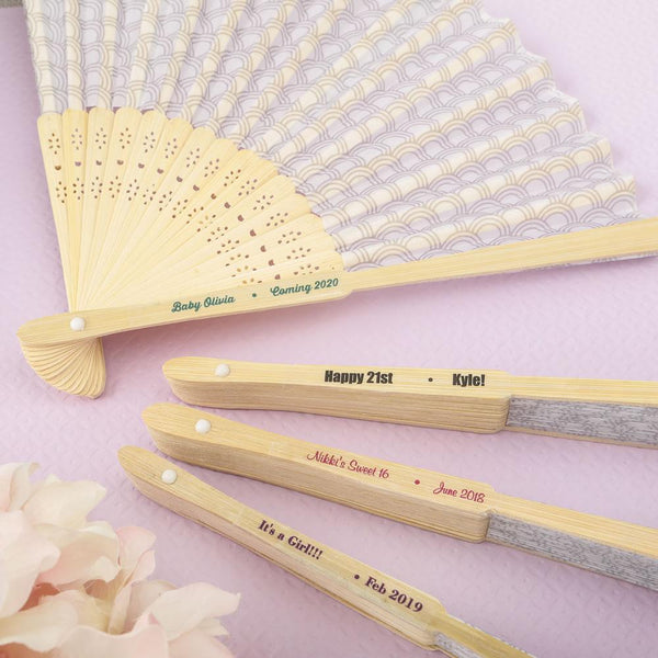 Bridal Shower Decorations Personalized Collection Silver scallop folding fan favor Fashioncraft