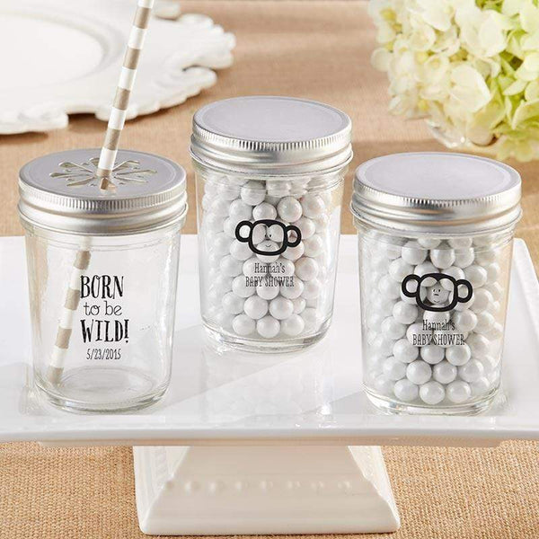 Bridal Shower Decorations Personalized Glass Mason Jar - Kate's Born To Be Wild Baby Shower Collection (3Sets) Kate Aspen