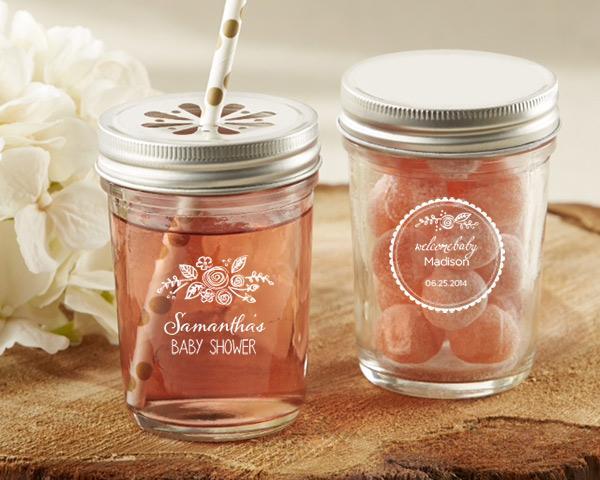 Bridal Shower Decorations Personalized Printed Glass Mason Jar - Kate's Rustic Baby Shower Collection (3 Sets of 12) Kate Aspen