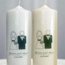 Bride and Groom Personalized Unity Candle Ivory (Pack of 1)-Wedding Reception Decorations-JadeMoghul Inc.