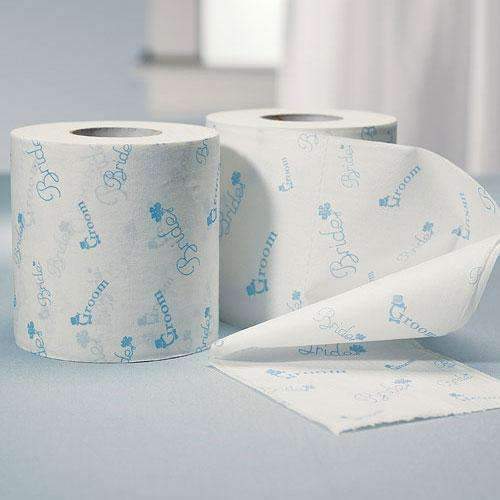 Bride and Groom Wedding Toilet Paper in Traditional Blue Print (Pack of 2)-Personalized Gifts By Type-JadeMoghul Inc.