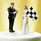 Bride at Finish Line with Victorious Groom Figurine Victorious Groom with Champagne Bottle Figurine (Pack of 1)-Wedding Cake Toppers-JadeMoghul Inc.
