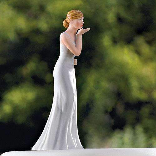 Bride Blowing Kisses Figurine (Pack of 1)-Wedding Cake Toppers-JadeMoghul Inc.