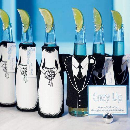 Bride or Groom Koozie Bottle Holder Favour Wedding Dress Zippered (Pack of 1)-Personalized Gifts By Type-JadeMoghul Inc.