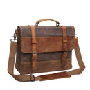 Briefcase Men Business Computer Messenger Bag Crazy Horse Leather&Canvas Crossbody Bag Male Laptop Handbags-coffee-JadeMoghul Inc.