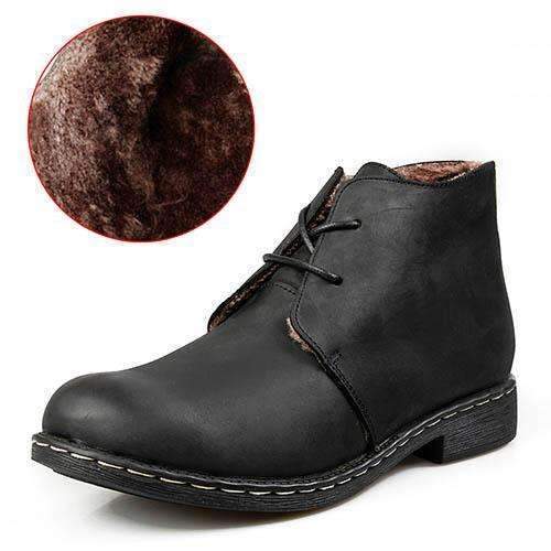 British Style Vintage Men Boots Crazy Genuine Leather Martin Men Autumn Boots Water Proof Work Hiking Winter Ankle Boots Shoes-black with velvet-6.5-JadeMoghul Inc.