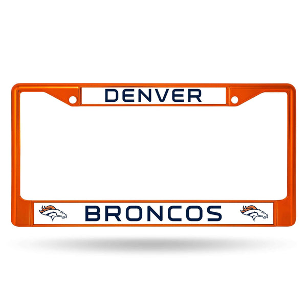 Cute License Plate Frames Broncos Colored Chrome Frame Secondary Orange