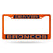 License Plate Frames Broncos Orange Laser Colored Chrome Frame