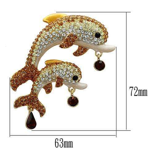 Brooch For Women LO2413 Gold White Metal Brooches with Top Grade Crystal
