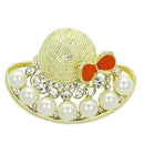 Brooch For Women LO2764 Flash Gold White Metal Brooches with Synthetic