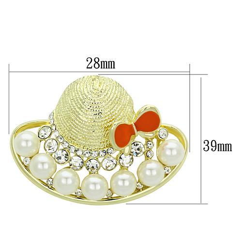 Brooches Brooch For Women LO2764 Flash Gold White Metal Brooches with Synthetic Alamode Fashion Jewelry Outlet