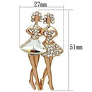 Brooch For Women LO2776 Flash Rose Gold White Metal Brooches with Synthetic