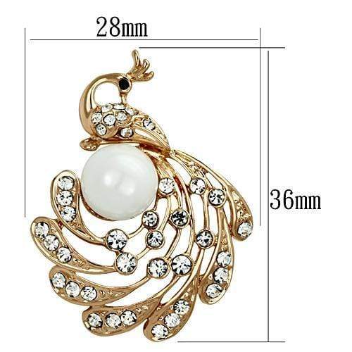 Brooch For Women LO2778 Flash Rose Gold White Metal Brooches with Synthetic