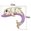 Brooch For Women LO2783 Flash Rose Gold White Metal Brooches with Synthetic