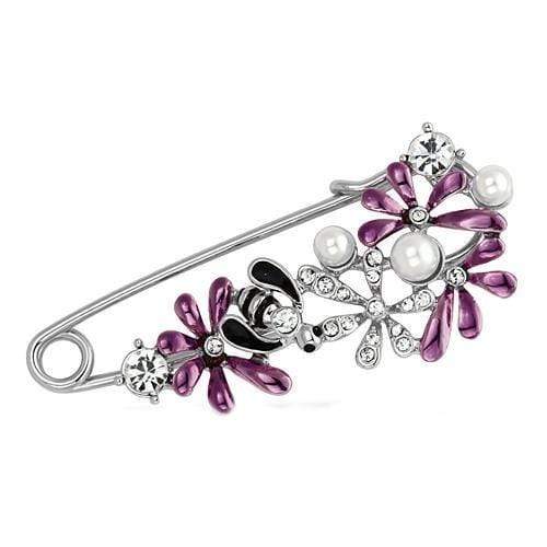 Brooch Jewelry LO2878 Imitation Rhodium White Metal Brooches with Synthetic