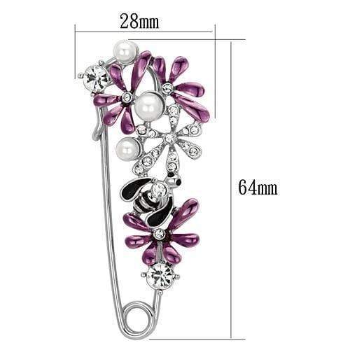 Brooch Jewelry LO2878 Imitation Rhodium White Metal Brooches with Synthetic