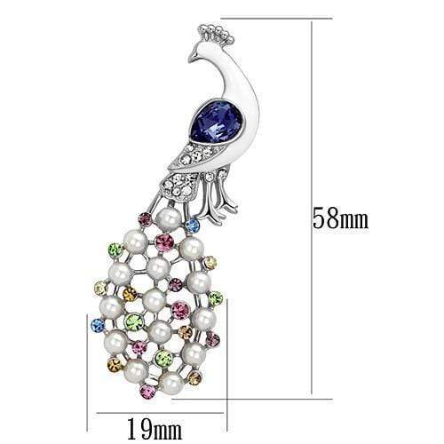 Brooch Jewelry LO2896 Imitation Rhodium White Metal Brooches with Crystal