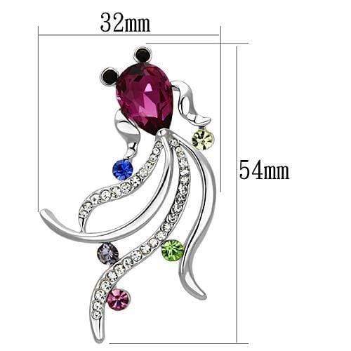 Brooch Jewelry LO2904 Imitation Rhodium White Metal Brooches in Fuchsia