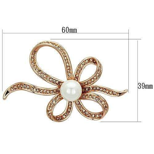 Brooch LO2841 Flash Rose Gold White Metal Brooches with Synthetic
