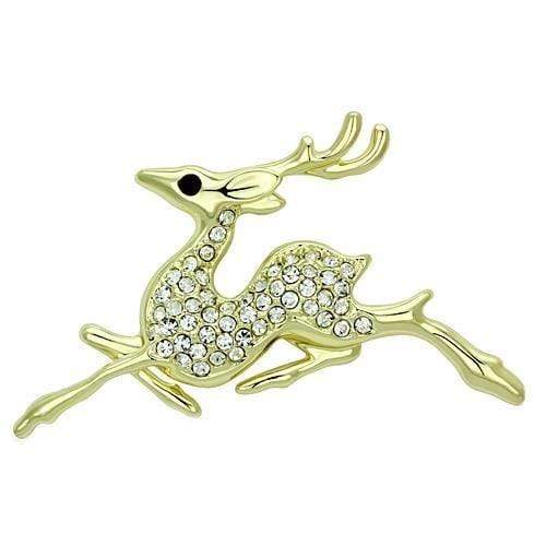 Brooch LO2859 Flash Gold White Metal Brooches with Top Grade Crystal