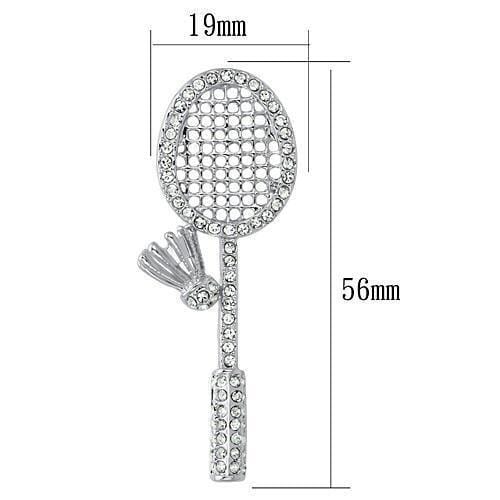 Brooches and Pins LO2823 Imitation Rhodium White Metal Brooches with Crystal