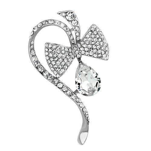 Brooches and Pins LO2831 Imitation Rhodium White Metal Brooches with Synthetic