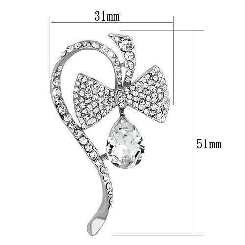 Brooches and Pins LO2831 Imitation Rhodium White Metal Brooches with Synthetic