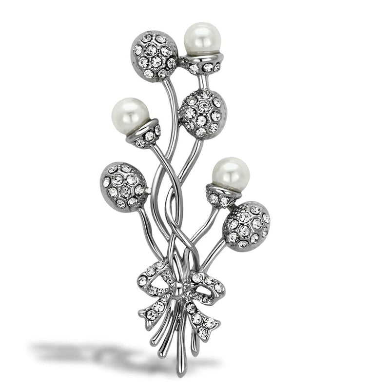 Brooches and Pins LO2835 Imitation Rhodium White Metal Brooches with Synthetic