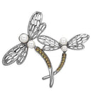 Brooches and Pins LO2836 Imitation Rhodium White Metal Brooches with Synthetic