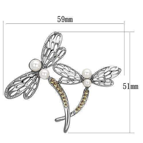 Brooches and Pins LO2836 Imitation Rhodium White Metal Brooches with Synthetic