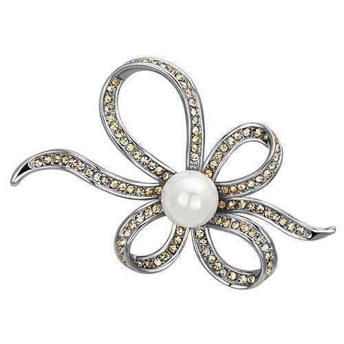 Brooches and Pins LO2840 Imitation Rhodium White Metal Brooches with Synthetic