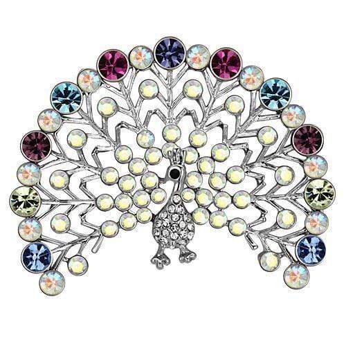 Brooches and Pins LO2848 Imitation Rhodium White Metal Brooches with Crystal