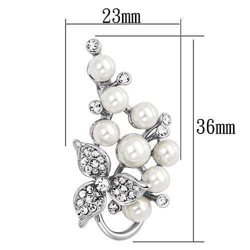 Brooches and Pins LO2852 Imitation Rhodium White Metal Brooches with Synthetic