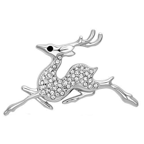 Brooches and Pins LO2858 Imitation Rhodium White Metal Brooches with Crystal