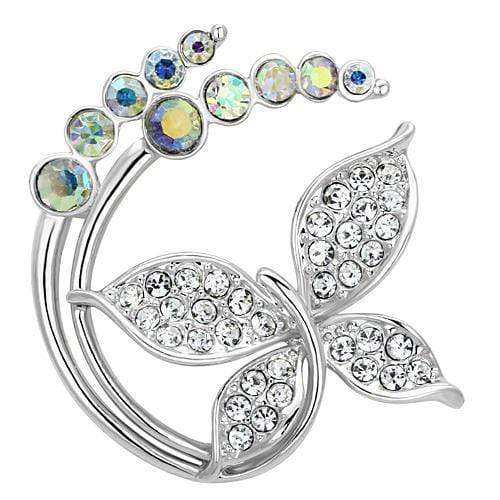 Brooches and Pins LO2860 Imitation Rhodium White Metal Brooches with Crystal