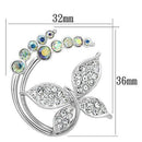 Brooches and Pins LO2860 Imitation Rhodium White Metal Brooches with Crystal