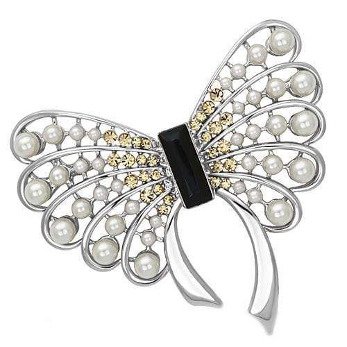 Brooches and Pins LO2868 Imitation Rhodium White Metal Brooches with Synthetic